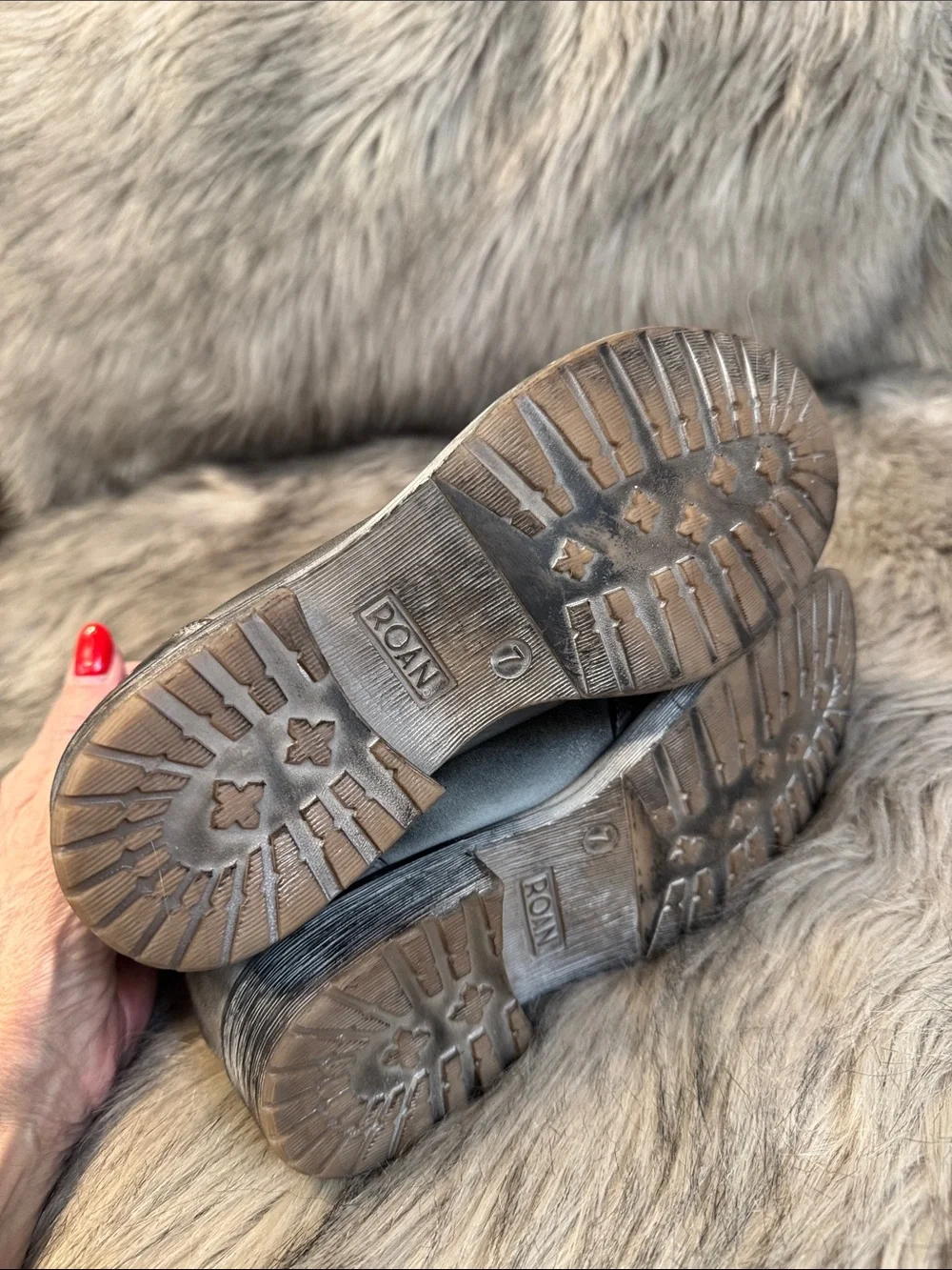 ROAN by BED|STU Black & Gray Leather Slip-On Ankle Booties with Textured Panels